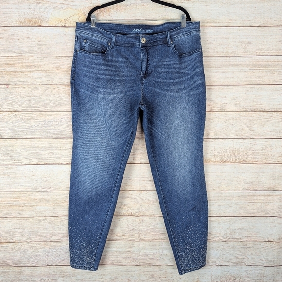 Inc Plus Size 20W Skinny Leg Tummy Control Embellished Blue Stretchy Jeans - Picture 4 of 13